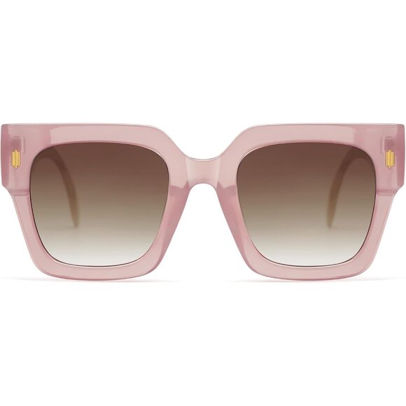 Women's Pink Luxury Large Vintage Oversized Square Eyes Protecting Sunglasses - Picture 1 of 6